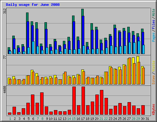 Daily usage for June 2008