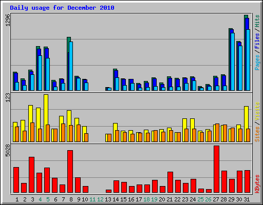 Daily usage for December 2010