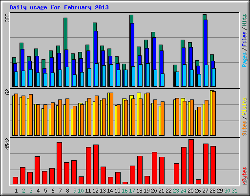 Daily usage for February 2013