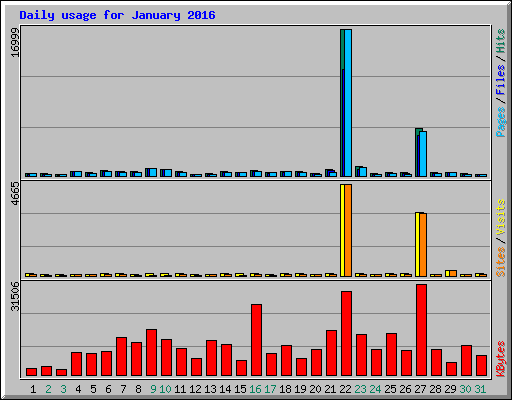 Daily usage for January 2016