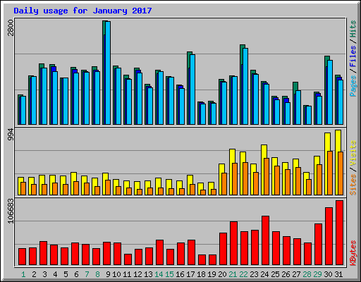 Daily usage for January 2017