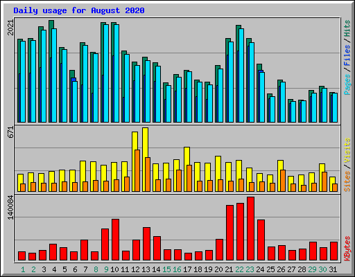 Daily usage for August 2020