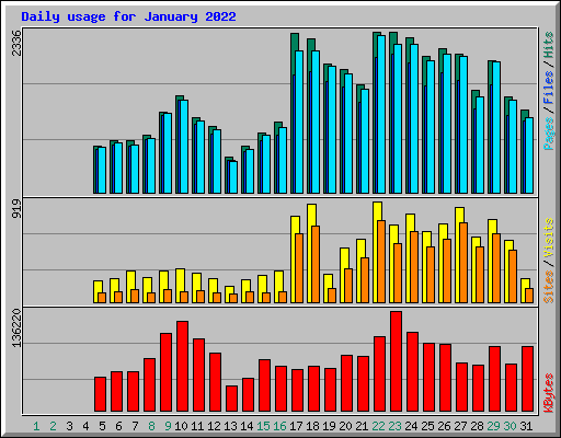 Daily usage for January 2022