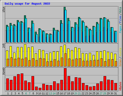 Daily usage for August 2022