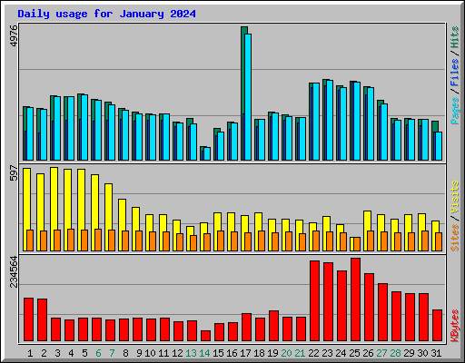 Daily usage for January 2024