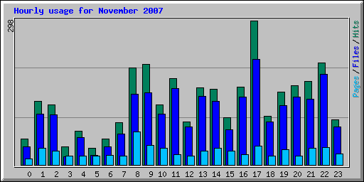 Hourly usage for November 2007