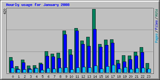 Hourly usage for January 2008