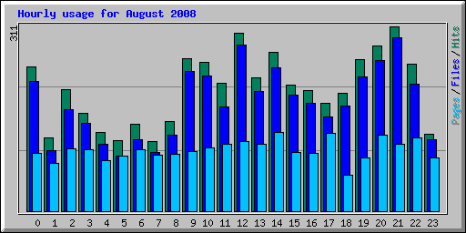 Hourly usage for August 2008