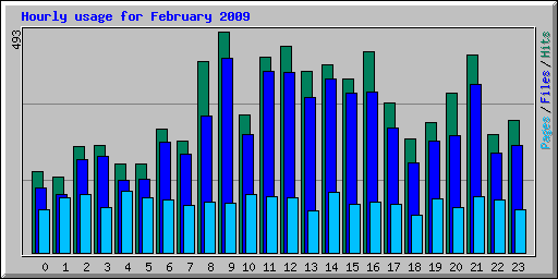 Hourly usage for February 2009