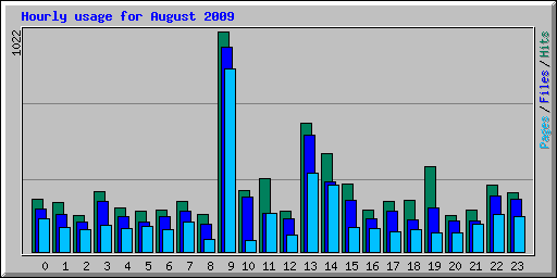 Hourly usage for August 2009