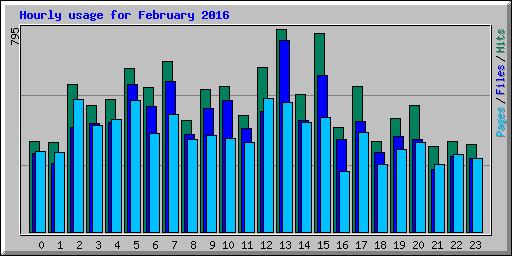 Hourly usage for February 2016