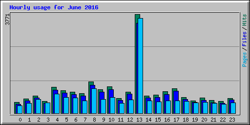 Hourly usage for June 2016